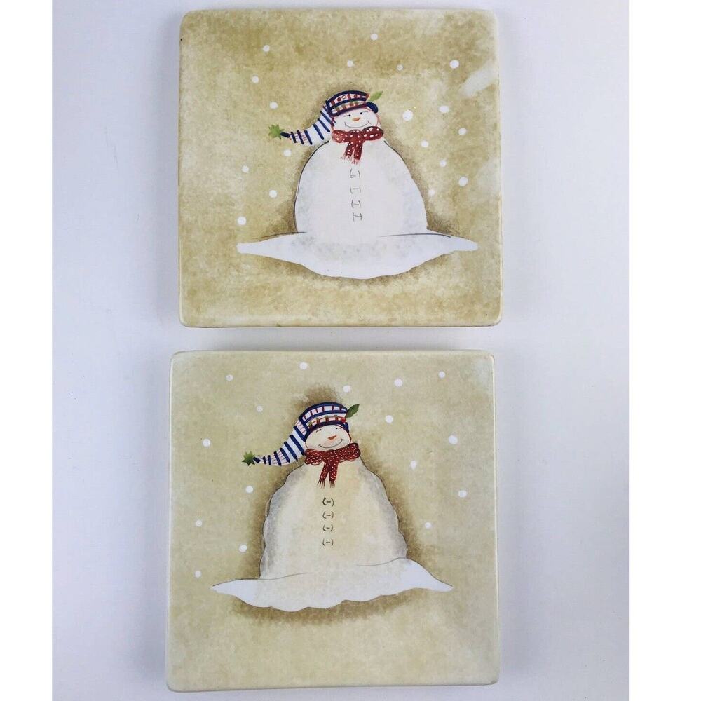 Oneida “SNOWMATES" Square Dessert/Salad Plates 8” Debbie Taylor, Ivory Set 2
